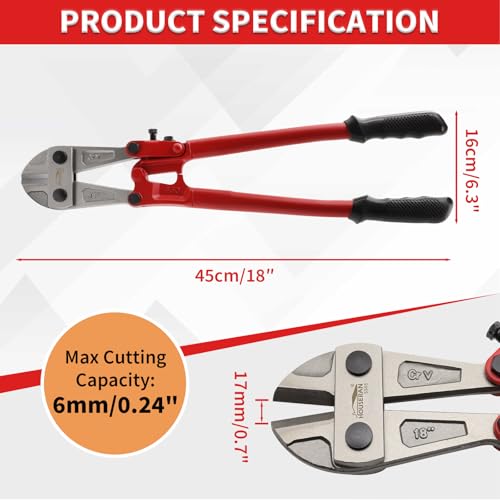 18 Inch CR-V Heavy Duty Bolt Cutters, Lock Cutter for Padlock 18 Inch
