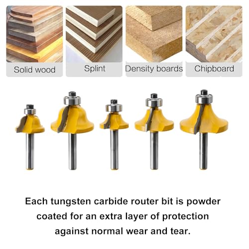 TOTOWOOD Router Bit Set ,Tungsten Carbide Router Bits Set 1/4 Shank,35 Piece Router Bit Kit for DIY, Woodworking Project,American Router Bit Set with Premium Aluminum Carry Storage Case (35pcs) 35pcs