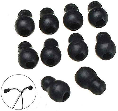 Pack of 10 Super Soft Earplug Eartips Earphones Replacement for Stethoscope Silicone Black Pack of 10 Black