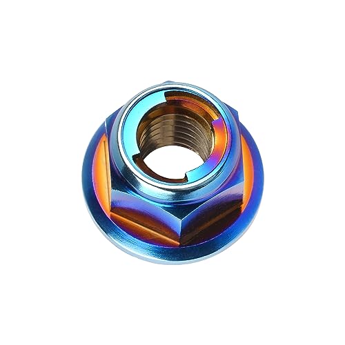 Titanium Flanged Head Metal Lock Nut (M8 Pitch 1.25mm,Burning Blue) M8 Pitch 1.25mm Burning Blue