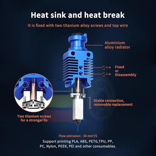 Ender 3 Hotend Upgrade for Voron 2.4 Ender 3 V2 Pro Cr10 Ender 5 Pro/Plus Ender 6 Rapido Dragon Hotend 3D Printer Part Kit Ceramic All Metal Hot end Copper Heater Block Bimetal Heatbreak