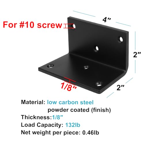 6 PCS 2"x2"x4" L Angle Bracket, Corner Brace for Wood, Countersink 2" x 2" x 4" 6
