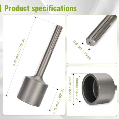Werhoo SDS-Max T Post Driver 2in, Fits SDS Max Rotary & Demolition Hammers SDS Max T-Post Driver 2in