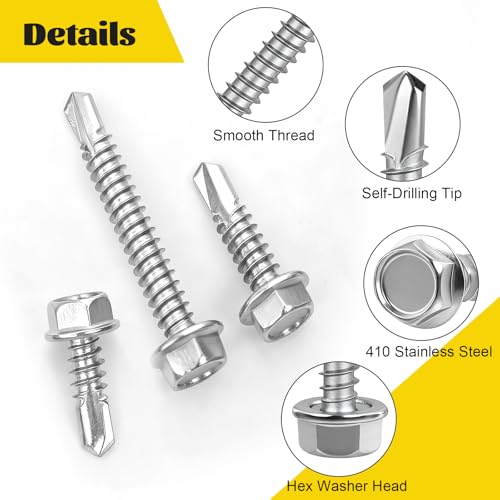 460Pcs #8#10 Hex Washer Head Self Tapping Sheet Metal Screws Kit 460pcs #8#10 Silver