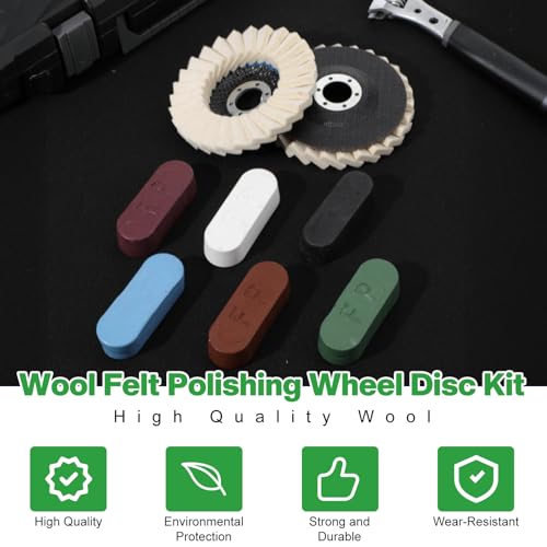 14 Pcs Wool Polishing Wheel Disc and Polishing Compounds Set