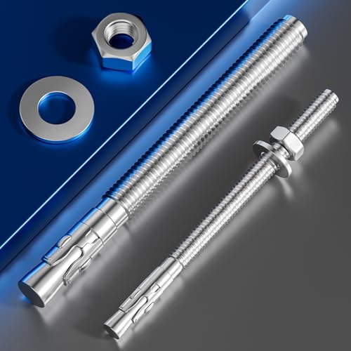 Wensilon 30Pcs 3/8x4 Inch Standard Fasteners for Heavy-Duty 304 Stainless Steel Wedge Anchors for Cement and Concrete 3/8x4" 30