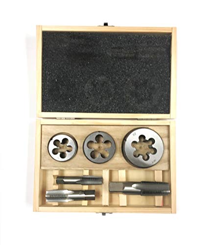 HHIP 1011-3313 6 Piece 1/4-1/2" Npt Taper Pipe Tap and Die Set 1/4-1/2" 6 Pc. Tap & Die Set