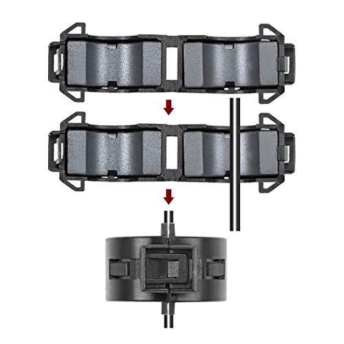 sourcing map Ferrite Core Ring Clip RFI EMI Noise Reduction Fliter Pack of 5 | Black 15mm Cable Clamp