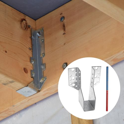 uxcell 4 Pcs Joist Hanger, 2"x6" Galvanized Steel Double Shear Face Mount Joist Hanger Brackets for Rafter, Wood Construction, Connector for Roof, Deck, Ceiling Joists, 1.69" Inner Width
