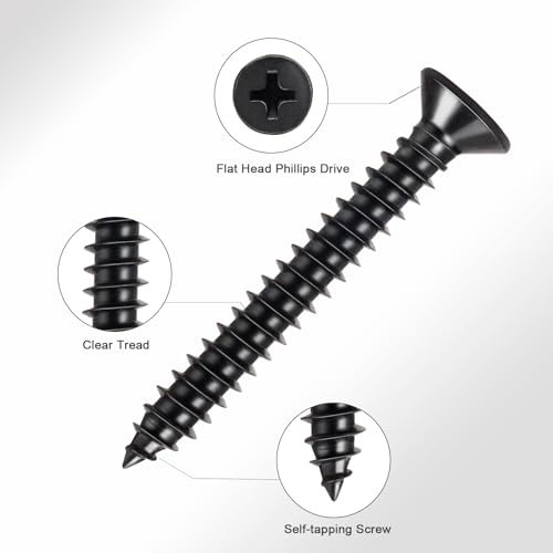 #10x2-1/2 Phillips Flat Head Black Wood Screws 100pcs HS/ZGLS-01 #10 x 2-1/2"