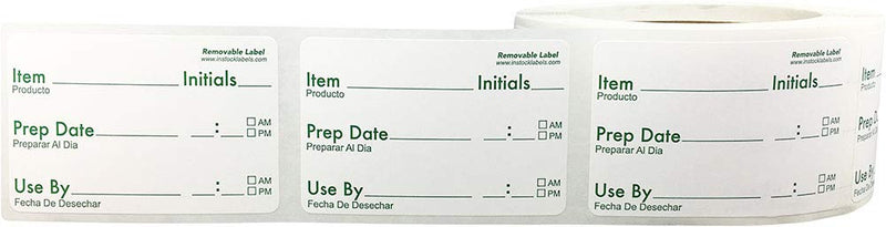 Removable Shelf Life Labels for Food Rotation Use By Food Preparation 2 x 3 Inch 500 Adhesive Stickers