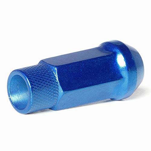 Circuit Performance Forged Steel Extended Open End Hex Lug Nut for Aftermarket Wheels: 12x1.25 Blue - 20 Piece Set + Tool