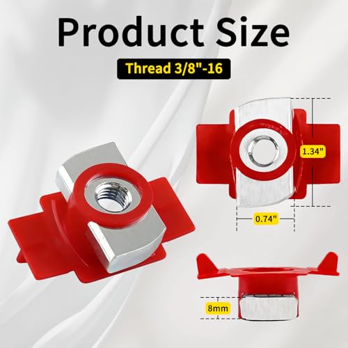 3/8"-16 50PCS Nylon Strut Channel Cone Nuts, Galvanized Channel Red 3/8"-16 50