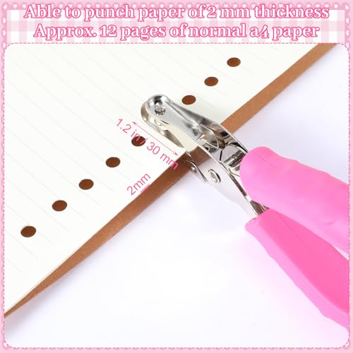 12 Pcs Single Hole Punch Handheld 1/4 Inch Hole Punch for Paper, Binder & Scrapbooking | Circle Single Shape Puncher | Soft-Grip Handles, Auto Paper Chip Collector, Lightweight, Multicolor