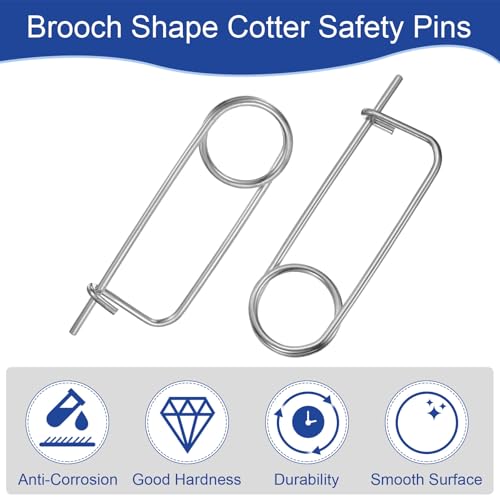 uxcell 2Pcs Brooch Shape Cotter Safety Pins, 0.31x6.5 Inch Zinc-Plated Carbon Steel Quick Lock Fastener, Spring Wire Pin for Farm, Lawn, Garden Hitch 2