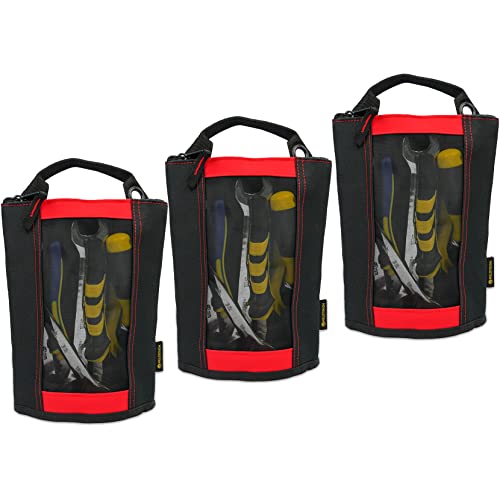 MELOTOUGH Canvas Zipper Tool Pouch Zipper Bag -Fastener bag with Mesh Window and Hanging Grommets 3pcs Yellow color + 3 pcs red color