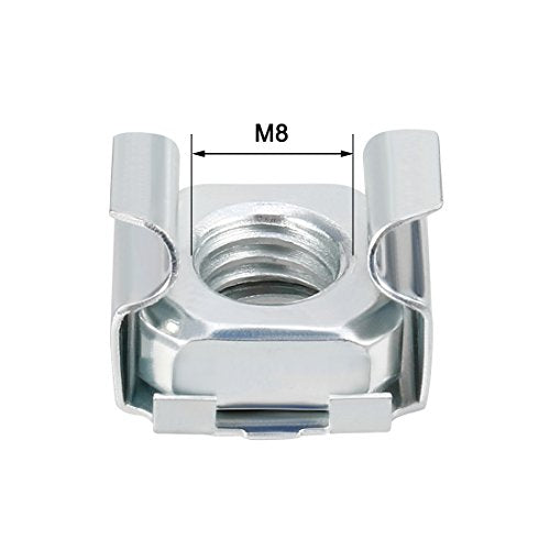 uxcell 50 Pack, M8 Cage Nut, Carbon Steel Zinc Plated for Server Shelf Cabinet