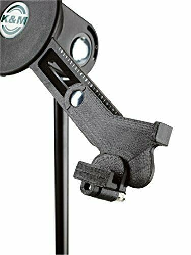 K&M - Konig & Meyer 19790.516.55 - Universal Tablet iPad Holder for Mic Stand - Switch Landscape to Portrait - Professional Grade for all Musicians - Studio or Remote Home Use - German Made - Black Standard Packaging