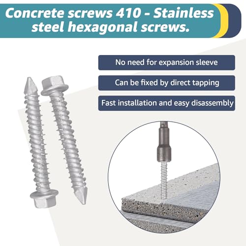 1/4" x 1-3/4" Stainless Steel Concrete Screws with Drill Bit 1/4" x 1-3/4"