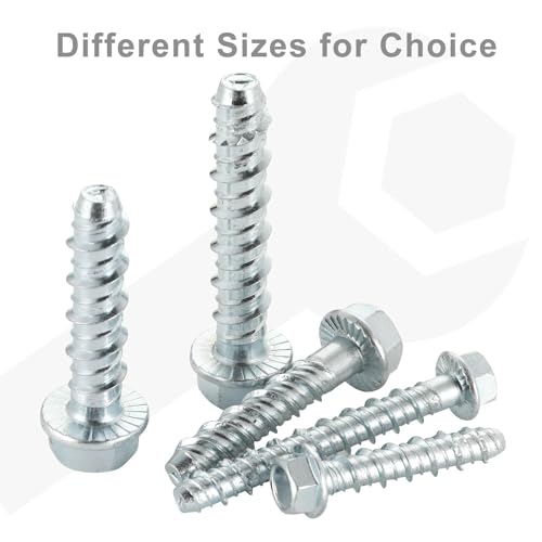 3/8" x 2-1/2" Concrete Screws, Zinc Plated Large Diameter Concrete Screw for Anchoring to Masonry, Concrete, Brick or Block, 25 PCS (Including One Socket Wrench) 3/8" x 2-1/2"