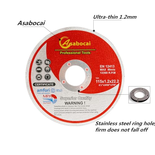 25-Pack Cut Off Wheels, 4-1/2" x 1/25" x 7/8" Cutting Wheel for Angle Grinder, Professional Metal & Stainless Steel Cutting Discs, Ultra-Thin Gasless Die Grinder Wheels with Long Service Life