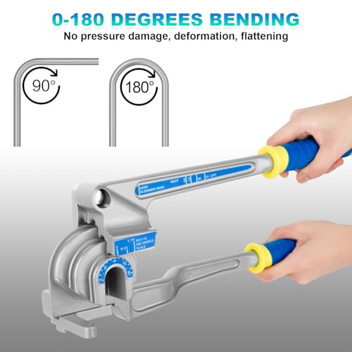 3 in 1 Manual Level Tube Bender, Pipe Tube Bender, 1/4", 3/8", 1/2" OD180° Copper Aluminum Pipes Bending Tools for HVAC Air Conditioning