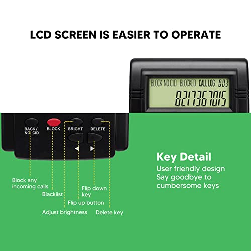 Call Blocker for Landline Phones, 4000Groups Blacklist Home Office Call Blocking Device, 100 Call List, LCD Display, for Most Landline Phones