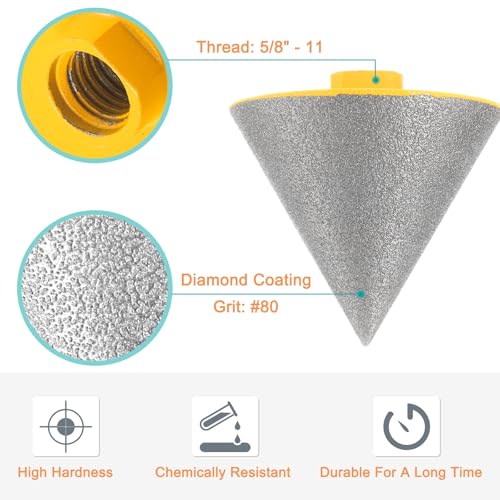 HARFINGTON Diamond Beveling Chamfer Bits 83mm Dia 5/8-11 Thread Cone Bit 82mm Yellow