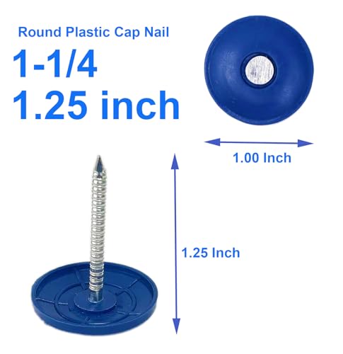Plastic-Cap-Roofing-Nails-Round-Electro-Galvanized Nails 1 1/4 Inch,500 PCS 500