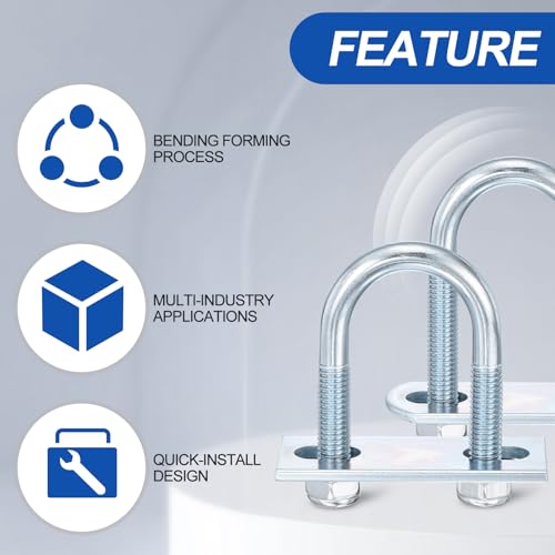 METALLIXITY U Bolts 4Set M10x65x110,Round U Bolt Kits Carbon Steel U Clamp M10x65x110mm 4
