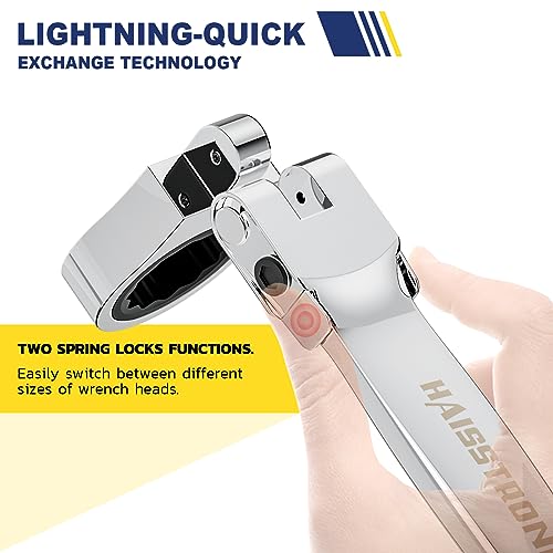 haisstronica 12 in 1 Flex-Head Ratcheting Wrench Set, Metric 8-19 mm Metric-12 in 1 Blue&yellow