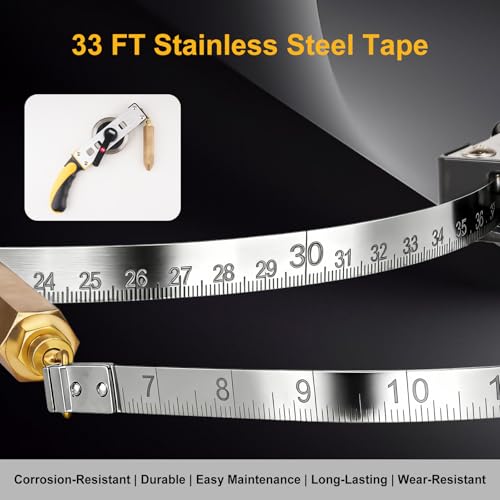 AJulyBee Oil Tank Measuring Tape, 33FT Stainless Steel Fuel Gauging Stick