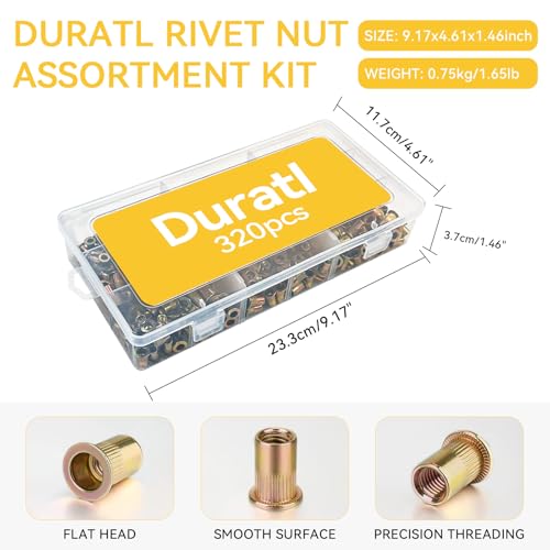 Rivet Nut Assortment Kit & Duratl Rivet Nut Tool Kit