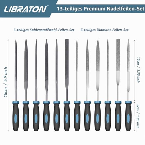 Libraton 13-Piece Key File, File Set, Needle Files, Mini File Set | File set wood, metal and 3D printing, needle files set metal, mini file set, file for workshop, DIY needle files-13 pieces