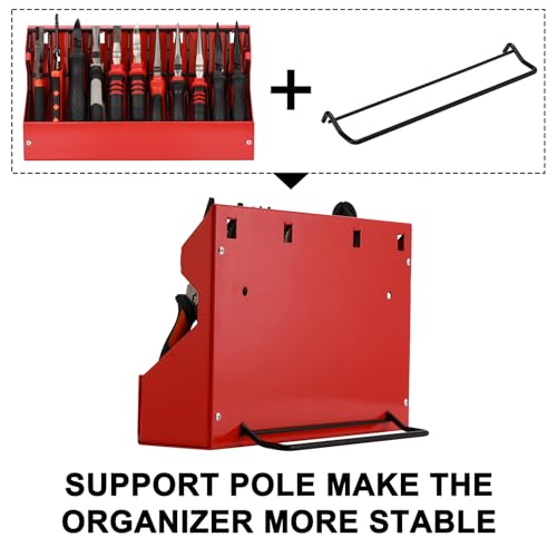 Mayouko 11 Slots Pliers Rack Organizer Holder, For Standard & Wide Pliers, All Steel, Fits in Toolbox Drawer, Chest, Pegboard, Tilt Feature, 11 Slots x 0.92" 1 Rack