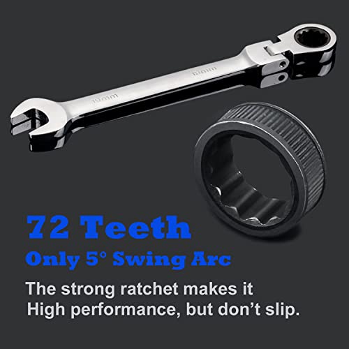 Qnkaa Flexible Ratchet Wrench Set 8pcs 9-17mm Spanner Gear Ring Metric 8pcs