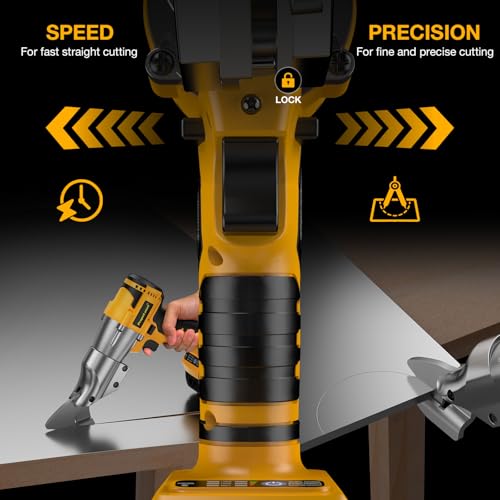 Cordless Metal Shears Compatible with Dewalt 20V Max Battery, 14GA Cutter Yellow