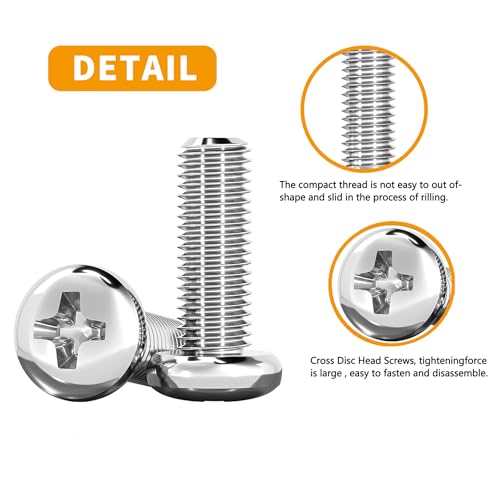 810 Pieces M3 M4 M5 M6 304 Stainless Steel Phillips Pan Head Machine Screws Bolts with Nuts, Washers and 1 Pcs Hex Key Wrenches i Pcs Tweezers Assortment Kit