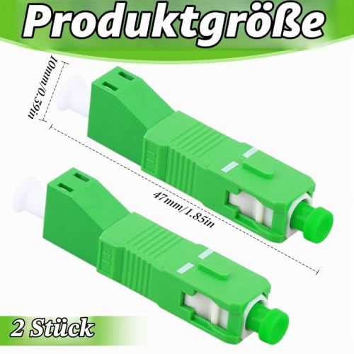 Simsky Pack of 2 Fibre Optic Adapters SC/APC to LC/APC (Male/Male), Hybrid Converter for CATV, Fibre Optic Modem & Distribution Frame - Stable & Efficient