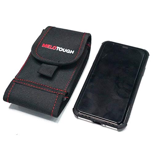 MELOTOUGH Tool Belt Suspenders Construction Work Suspenders with detachable phone holder comfortable foam shoulder padder (Red) + Small Tool Pouch for Tool Belt,Electrician Tool Pouch
