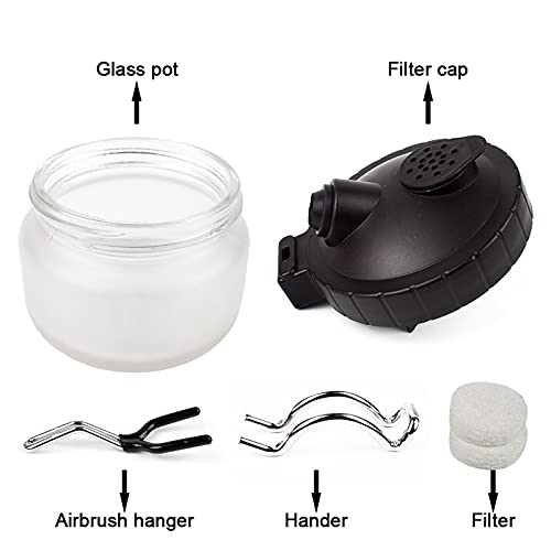 Airbrush Wash Pot Cleaning Kit, Stainless Steel Jar with 5 Nozzles, 5 Cleaning Brushes, Needle Wrench Heavy Duty Maintenance Tools for Model Making & Crafts