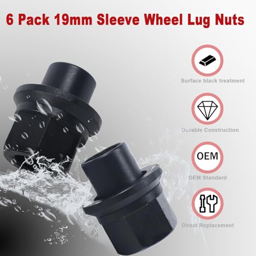 6 Pack Two-Piece 19mm Sleeve Wheel Lug Nuts Fit for Heavy Duty Semi Trucks 6