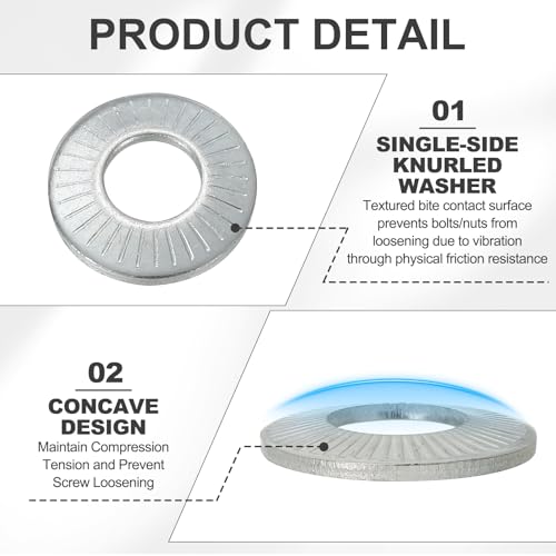 PATIKIL M16x32x2mm Flat Washers 20Pcs 65Mn Steel Belleville Spring Disc Washer Conical Knurled Metric Gasket for Automotive Industrial Construction (White Zinc Plating) White Zinc Plating 20