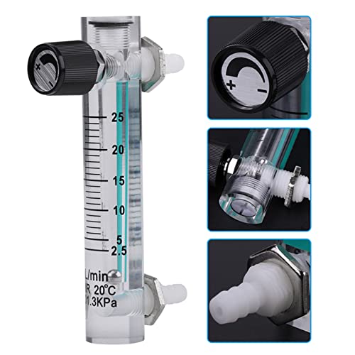 Hilitand LZQ-5 Flowmeter 2.5-25LPM Gas Flow Meter Acrylic Flow Meter with Control Valve Gas Flow Meter for Oxygen/Air/Gas