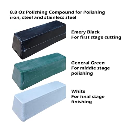 3pc 8.8 Oz Polishing Buffing Compound Bar Kit for Polishing Stainless Steel For Stainless Steel 3PC