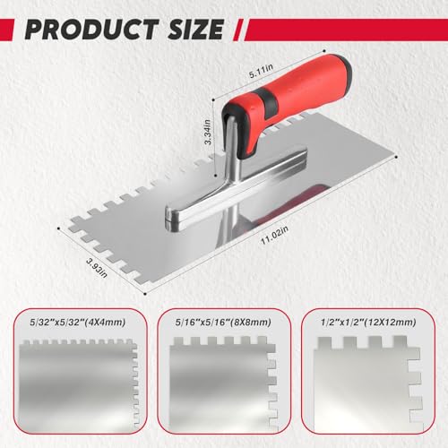 AuntyFey 6Pcs Tile Tools Set, Tile Trowel Concrete Tool, Notched Trowel 6