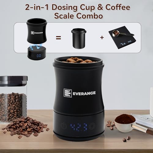 Digital Coffee Scale with Timer - Rechargeable Espresso Scale Precise Pour Over & Drip Coffee Scale, LED Display, Includes Dosing Cup, Black