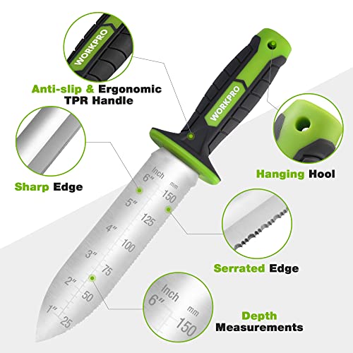 WORKPRO 8’’ Bypass Pruning Shears & WORKPRO Hori Hori Garden Knife，Stainless Steel Blade, Ideal for Weeding, Planting, Digging