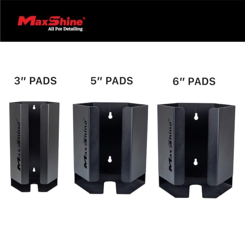 Maxshine Universal 5" Foam Pad Holder Mini – Wall-Mounted Polishing Pad Organizer for 6+ Foam Pads – Heavy-Duty Metal Storage Rack for Garage & Mobile Detailing (Logo) 5" Mini (6+ Pads) Logo