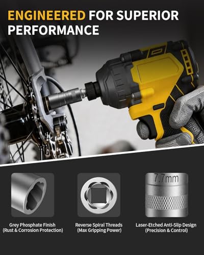 32-Piece Bolt Extractor Kit, 1/4" & 3/8" Drive Stripped Nut Remover 32Pcs